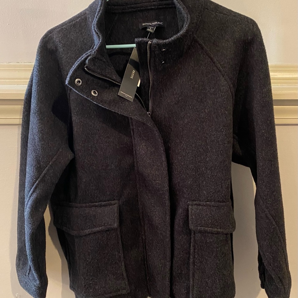 Banana Republic Charcoal Wool Blend Coat